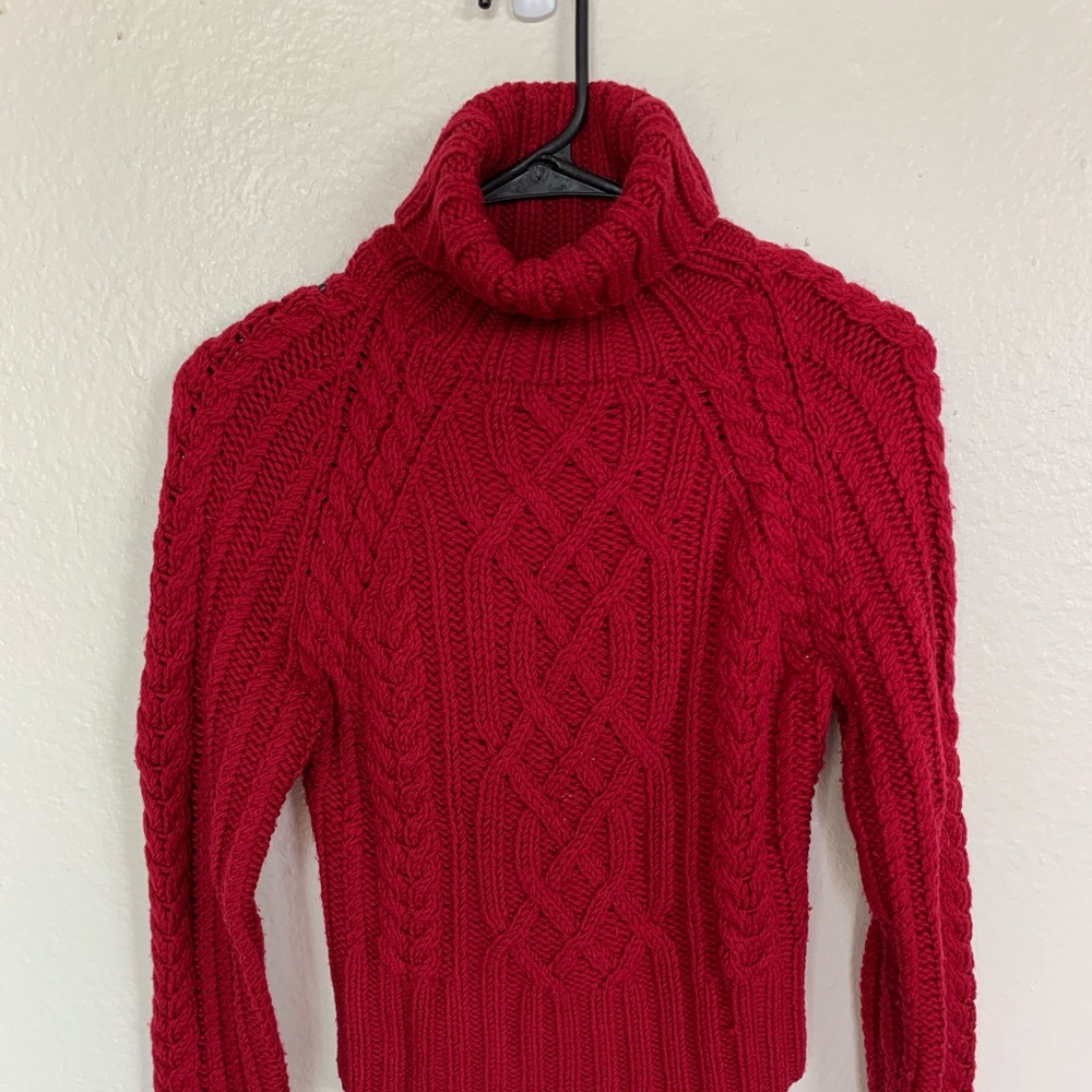 Red Knit Turtleneck Sweater